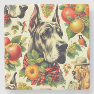 Vintage Darstellung des großen Dan Dog Steinuntersetzer
