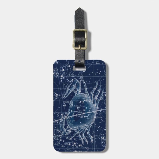 Vintage Darstellung des Krebses Zodiac-Zeichen Gepäckanhänger (Vorderseite vertikal)