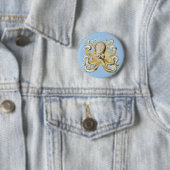 Vintage Darstellung des Meereslebens Octopus Button (Beispiel)