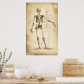 Vintage Darstellung des menschlichen Skeletts Poster (Küche)