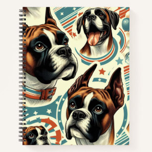 Vintage Darstellung des nahtlosen Boxerdogs Notizblock