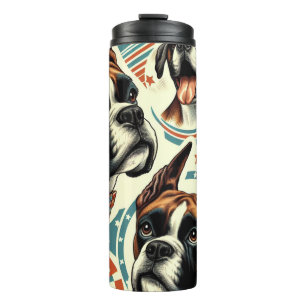 Vintage Darstellung des nahtlosen Boxerdogs Thermosbecher