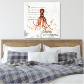 Vintage Darstellung des roten Oktopus Leinwanddruck (Insitu (Schlafzimmer))