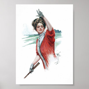 Vintage Darstellung einer Frau Poster