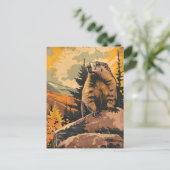 Vintage Darstellung eines Groundhogs Postkarte (Stehend Vorderseite)