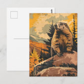 Vintage Darstellung eines Groundhogs Postkarte (Vorne/Hinten)