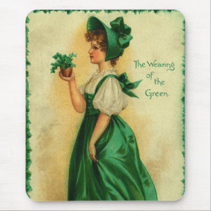 Vintage-Darstellung eines irischen Mädchens am St. Mousepad
