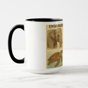 Vintage Darstellung gefährdeter Arten Tasse
