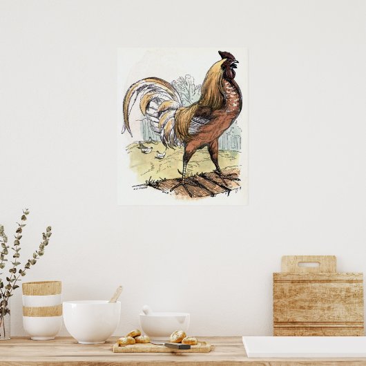 Vintage Darstellung "Rooster" Poster (Küche)
