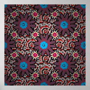 Vintage Darstellung. Volksstämmig lila, rot Poster