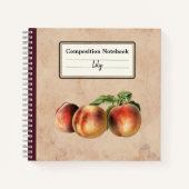 Vintage Darstellung von Pfirsichen Personalisiert  Notizblock (Vorderseite)