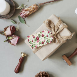 Vintage Darstellung von Rose auf neutraler Basis Geschenkanhänger