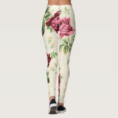 Vintage Darstellung von Rose auf neutraler Basis Leggings (Rückseite)
