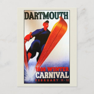 Vintage Darthmouth Winterkarneval Ski-Werbung Postkarte