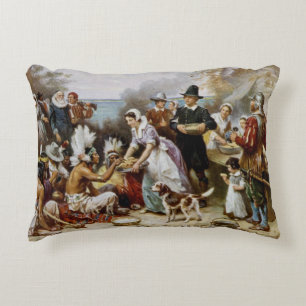 Vintage Das erste Erntedankfest 1621 Jean Ferris Dekokissen