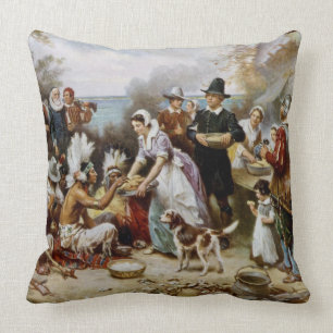 Vintage Das erste Erntedankfest 1621 Jean Ferris Kissen