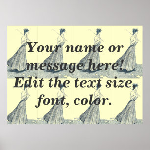 Vintage das Golf-Mode-Schablone der Frauen Poster