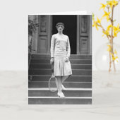 Vintage das Tennis-Mode Zwanzigerjahre Frauen Karte (Gelbe Blume)