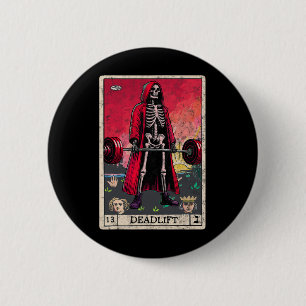 Vintage Deadlift Skelett Halloween Gym Witze Gewic Button