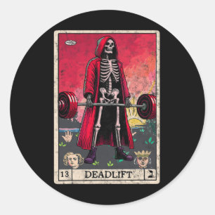 Vintage Deadlift Skelett Halloween Gym Witze Gewic Runder Aufkleber