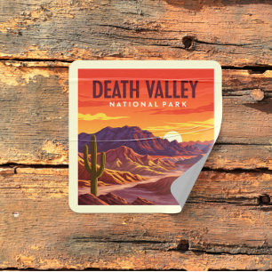 Vintage Death Valley Nationalpark Quadratischer Aufkleber