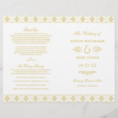 Vintage Déco-Hochzeitsprogramme für Weiß und Gold (Vorderseite)
