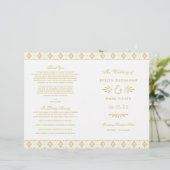 Vintage Déco-Hochzeitsprogramme für Weiß und Gold (Stehend Vorderseite)