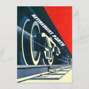 Vintage-Deco-Zugschienen-Ruhestands-RR-Einladung Einladung