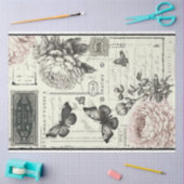 Vintage Decoupage Butterfly Elfenbeinrosa Künstler Seidenpapier (Basteln)