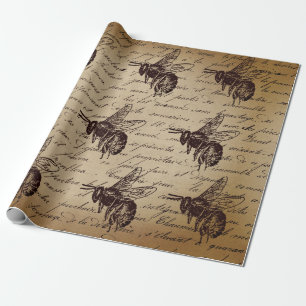 Vintage Decoupage Honey Bee Geschenkpapier