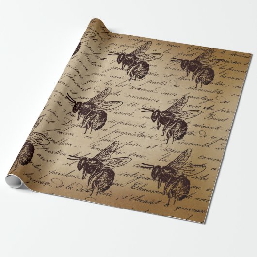 Vintage Decoupage Honey Bee Geschenkpapier (Ungerollt)