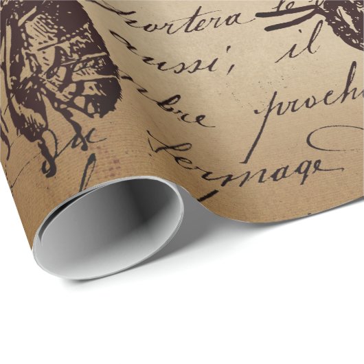 Vintage Decoupage Honey Bee Geschenkpapier (Rolleneckpunkt)