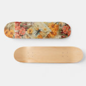 Vintage Decoupage Inspire Floral Dragonfly Skateboard (Horizontal)