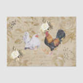 Vintage Decoupage Rooster Hühnchen Henne Floral Seidenpapier (Vorderseite)