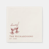 Vintage Deep Burgundy Martini Old Money Wedding Serviette (Vorderseite)