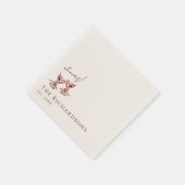 Vintage Deep Burgundy Martini Old Money Wedding Serviette (Ecke)