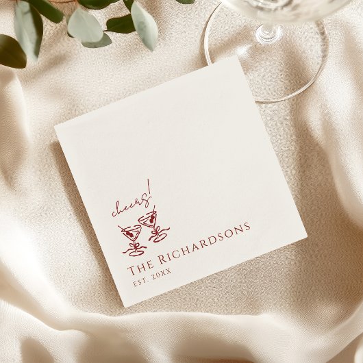 Vintage Deep Burgundy Martini Old Money Wedding Serviette