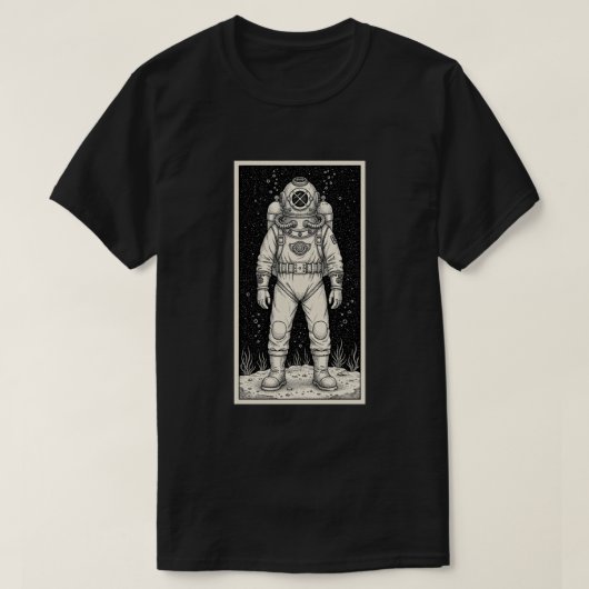 Vintage Deep Sea Diver Illustration T-Shirt (Design vorne)