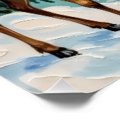 Vintage Deer and Robins Christmas Scene Poster (Ecke)