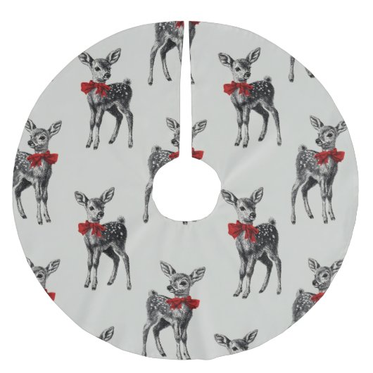 Vintage Deer Christmas Polyester Weihnachtsbaumdecke (Vorderseite)