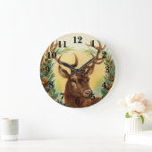 Vintage Deer Rustic Große Wanduhr (Zuhause)