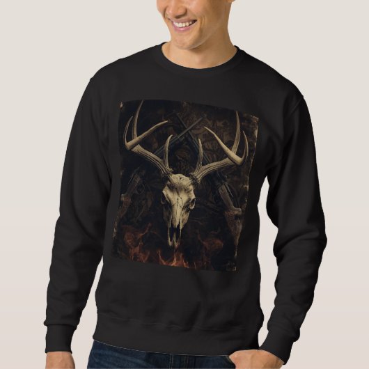 Vintage Deer Skull Camo Hunting Sweatshirt (Vorderseite)