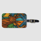 Vintage Deer Tiffany Style Stained Glass Art Gepäckanhänger (Vorderseite (Horizontal))