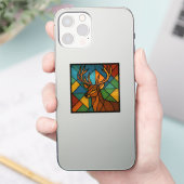 Vintage Deer Tiffany Style Stained Glass Design Aufkleber (Telefon)