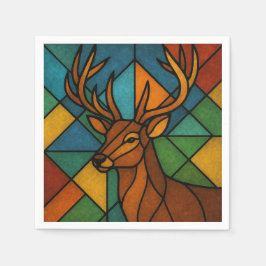 Vintage Deer Tiffany Style Stained Glass Design Serviette