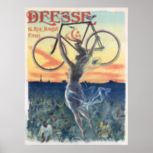 Vintage Deesse Cycles Fahrrad Werbeplakat Mädchen Poster