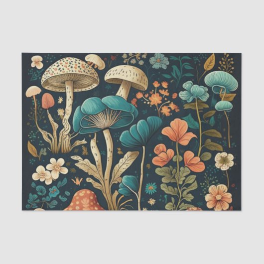 Vintage Deko-Pilze & Flora-Sammlung Seidenpapier (Vorderseite)