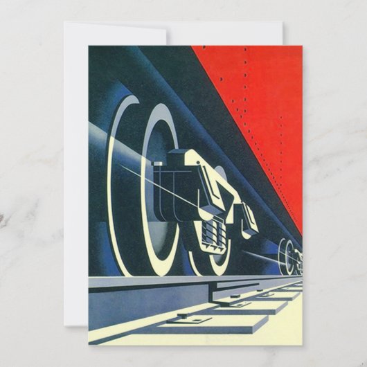 Vintage Deko Rails - Einladung von Zugrädern (Vorderseite)