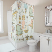 Vintage Dekoration mit antiken Möbeln Duschvorhang (Beispiel)