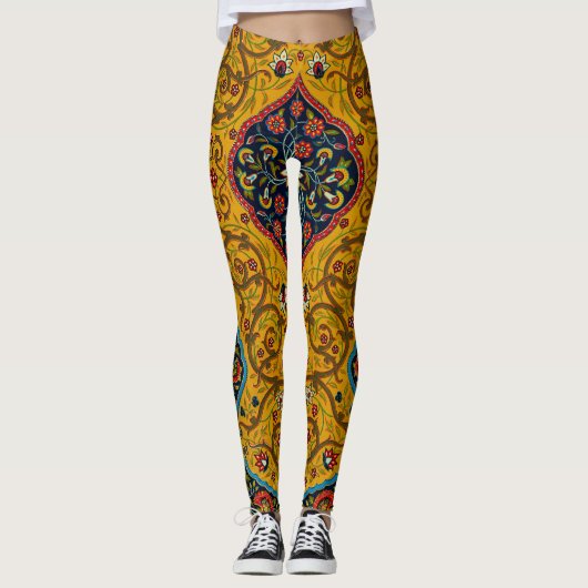Vintage Dekoration Persischer Blumenkunst Leggings (Vorderseite)